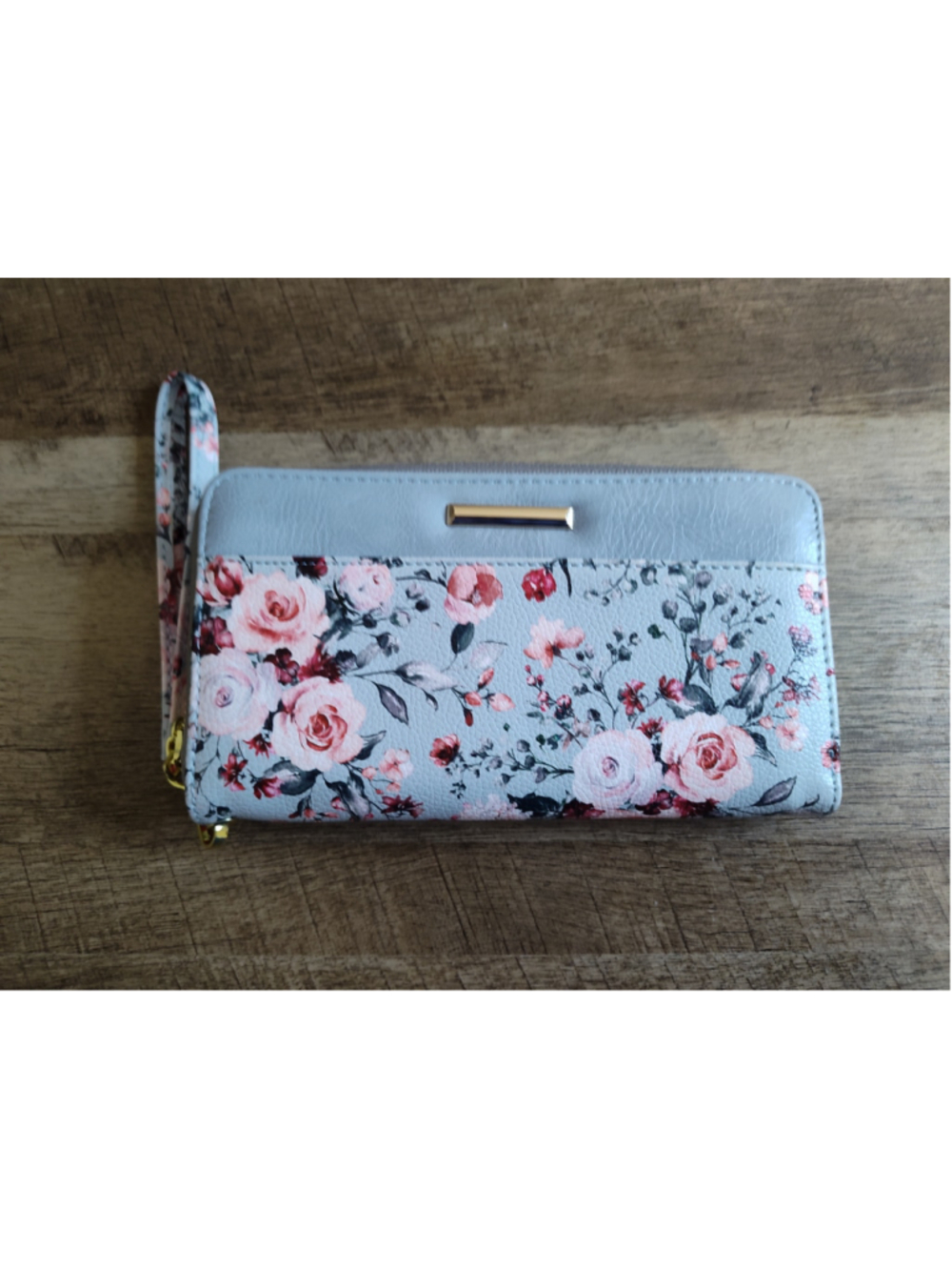 Women's Unbranded Floral Print Wristlet Wallet, One Size, Blue and Pink